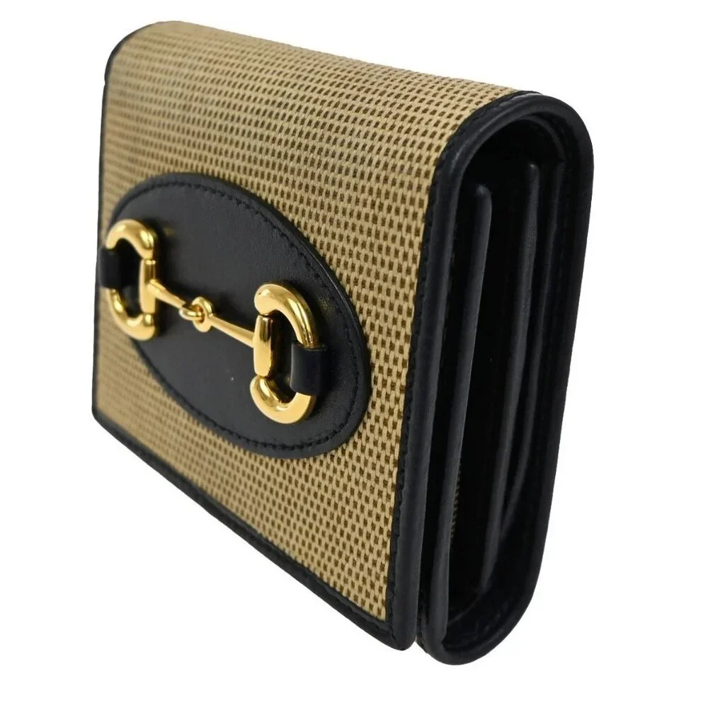 GUCCI GG Horsebit Bifold Wallet Purse Canvas Leather Beige GHW Italy 38TA347 - Picture 2 of 13